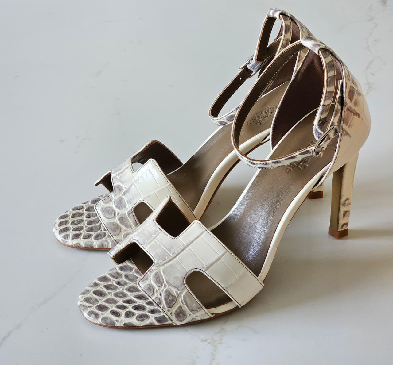 Hermes sandals heels crocodile