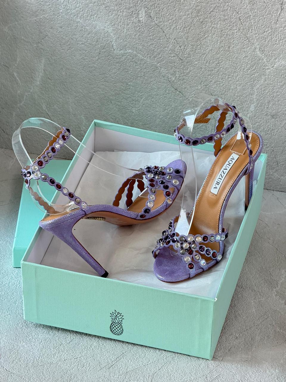 Aquazurra sandals heels -purple