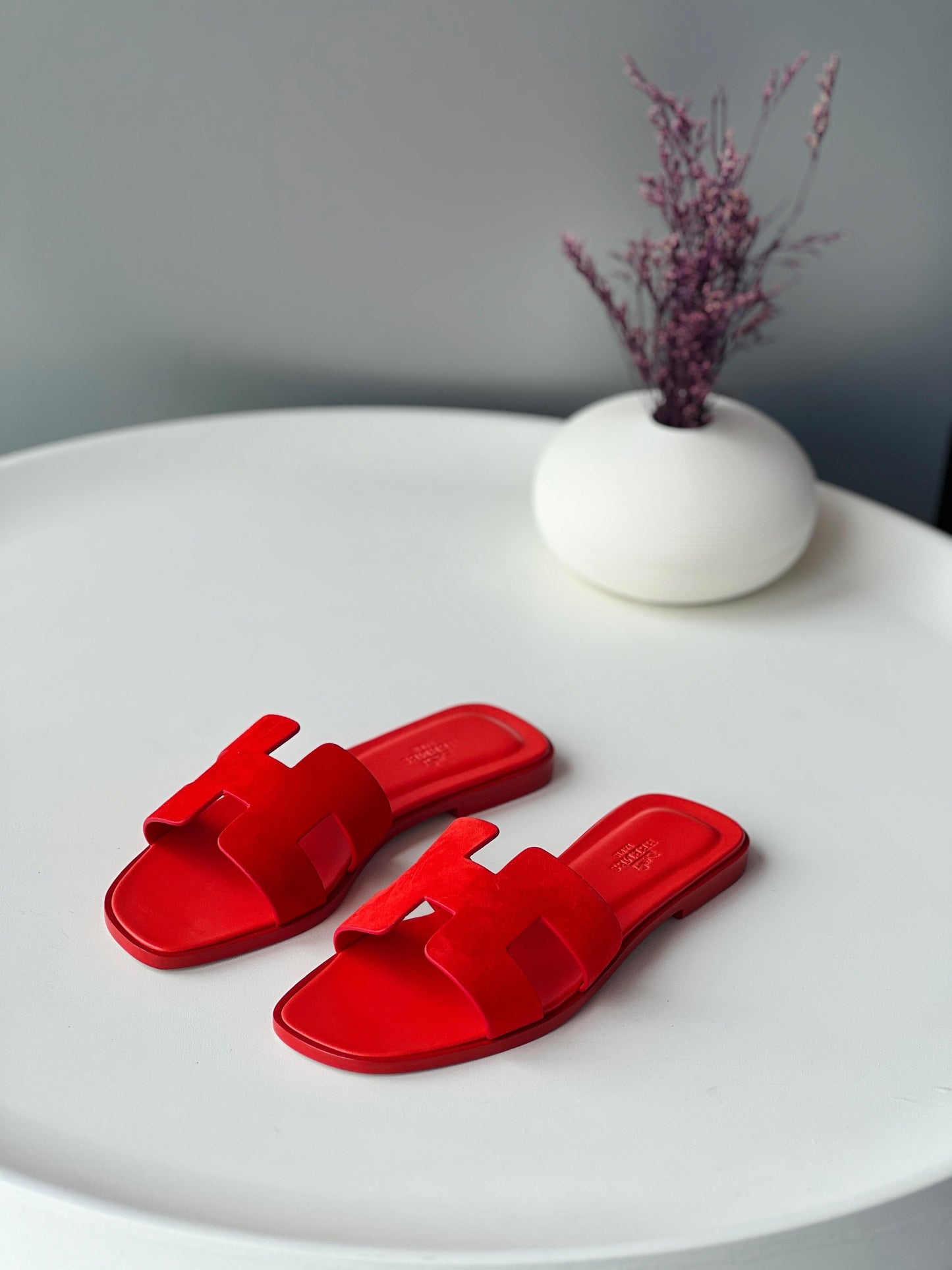 Hermes slippers suede