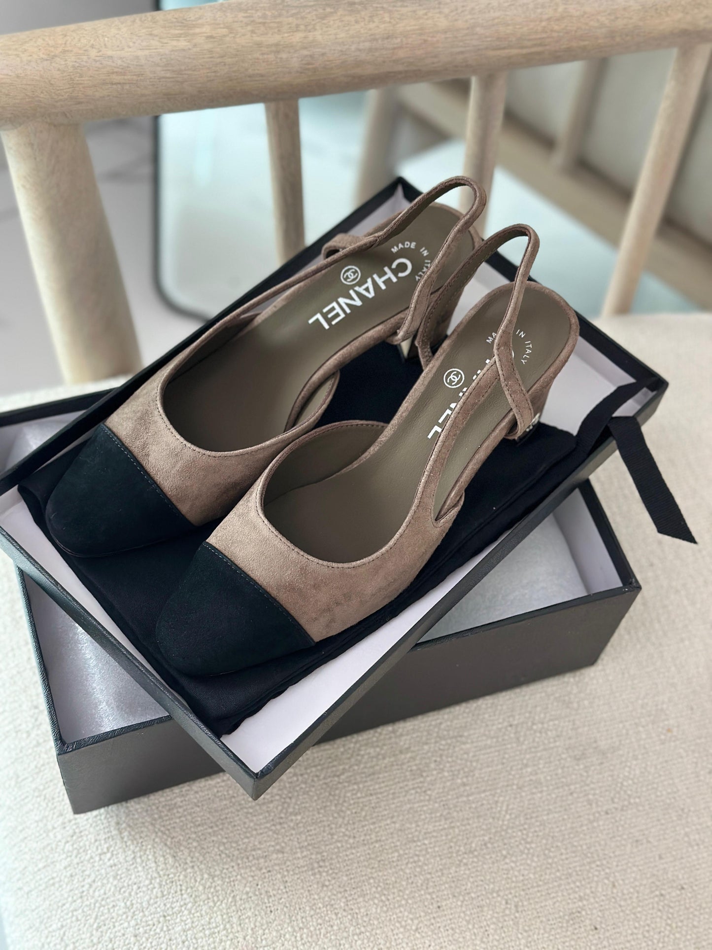 Chanel heels suede