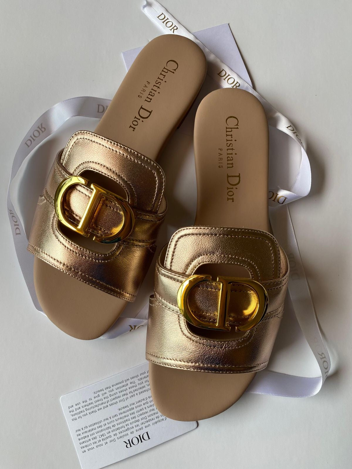 Dior slippers gold