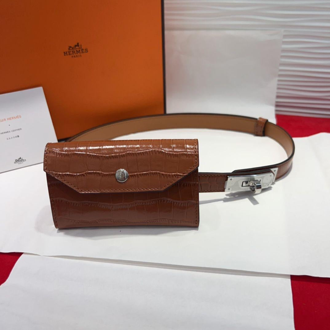 Hermes belt with wallet - crocodile