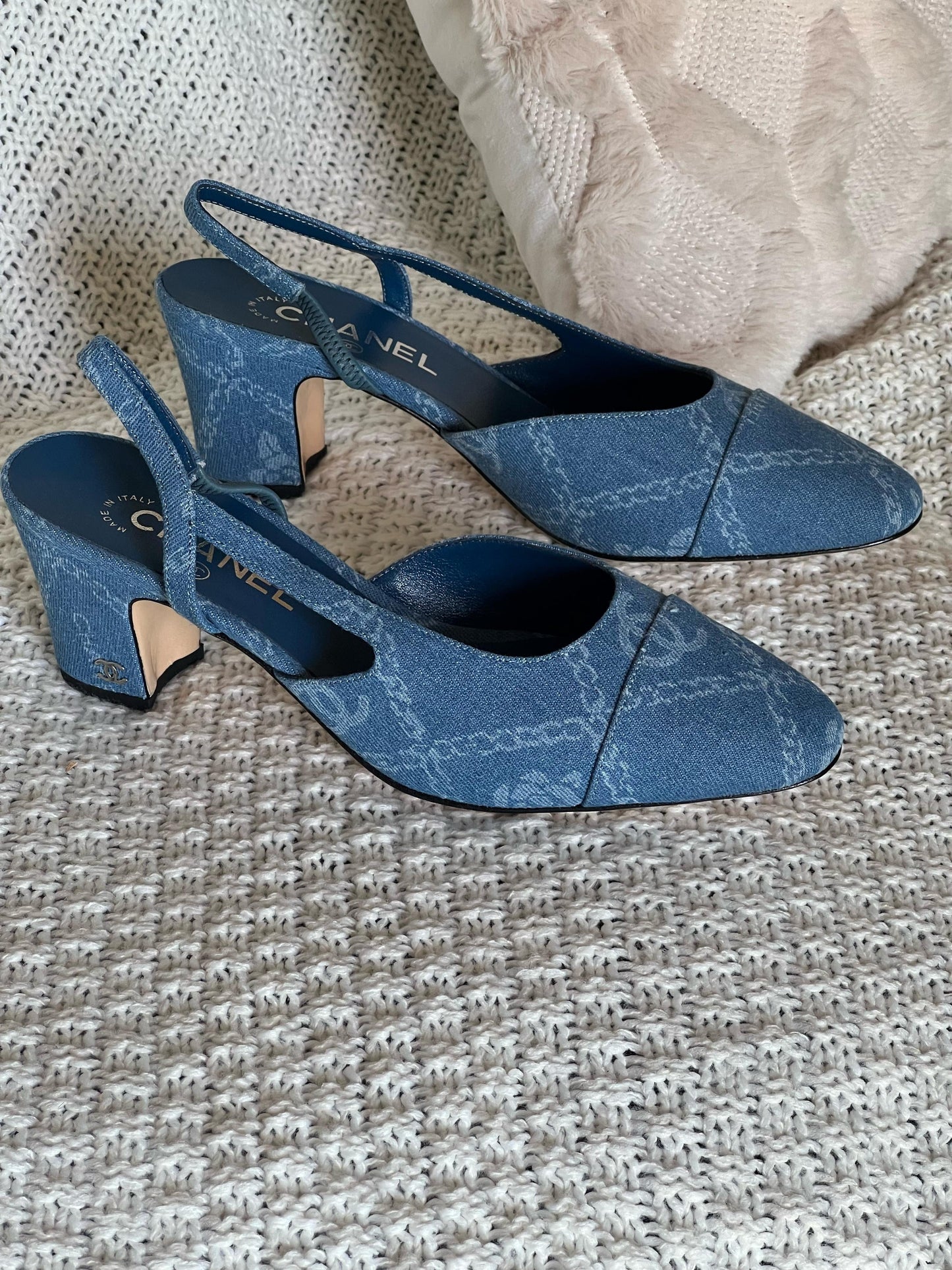 Chanel heels - blue denim