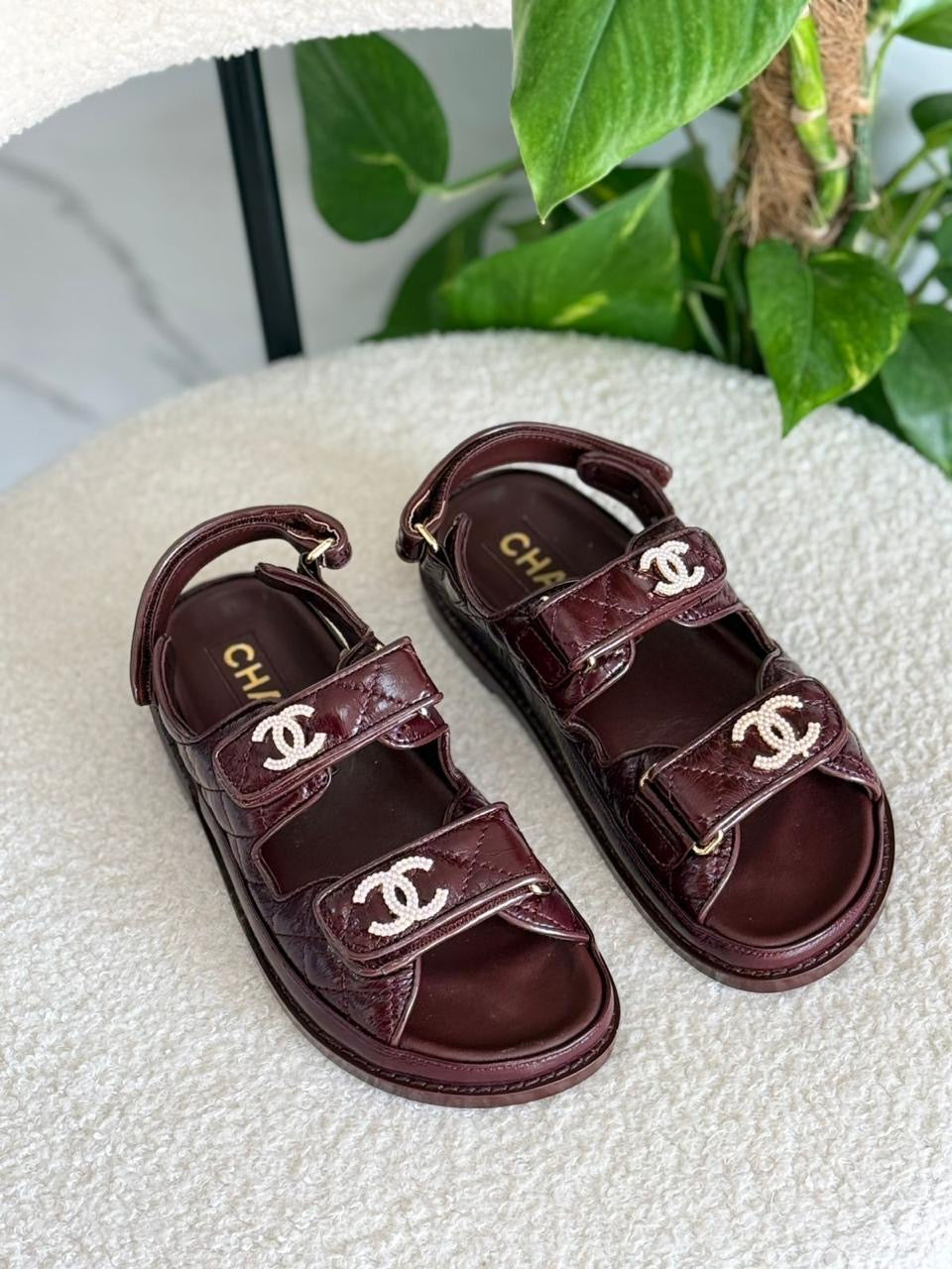 Chanel sandals. Glossy