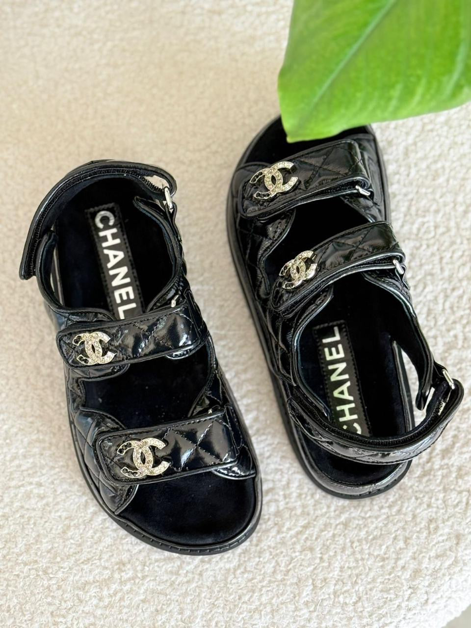 Chanel sandals. Glossy