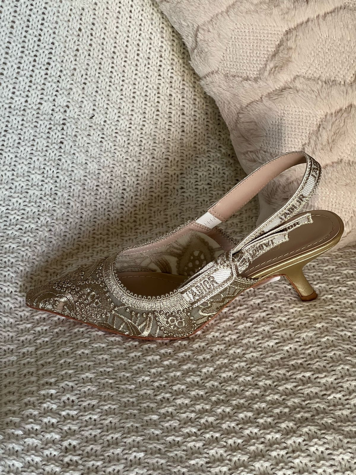 Dior heels gold