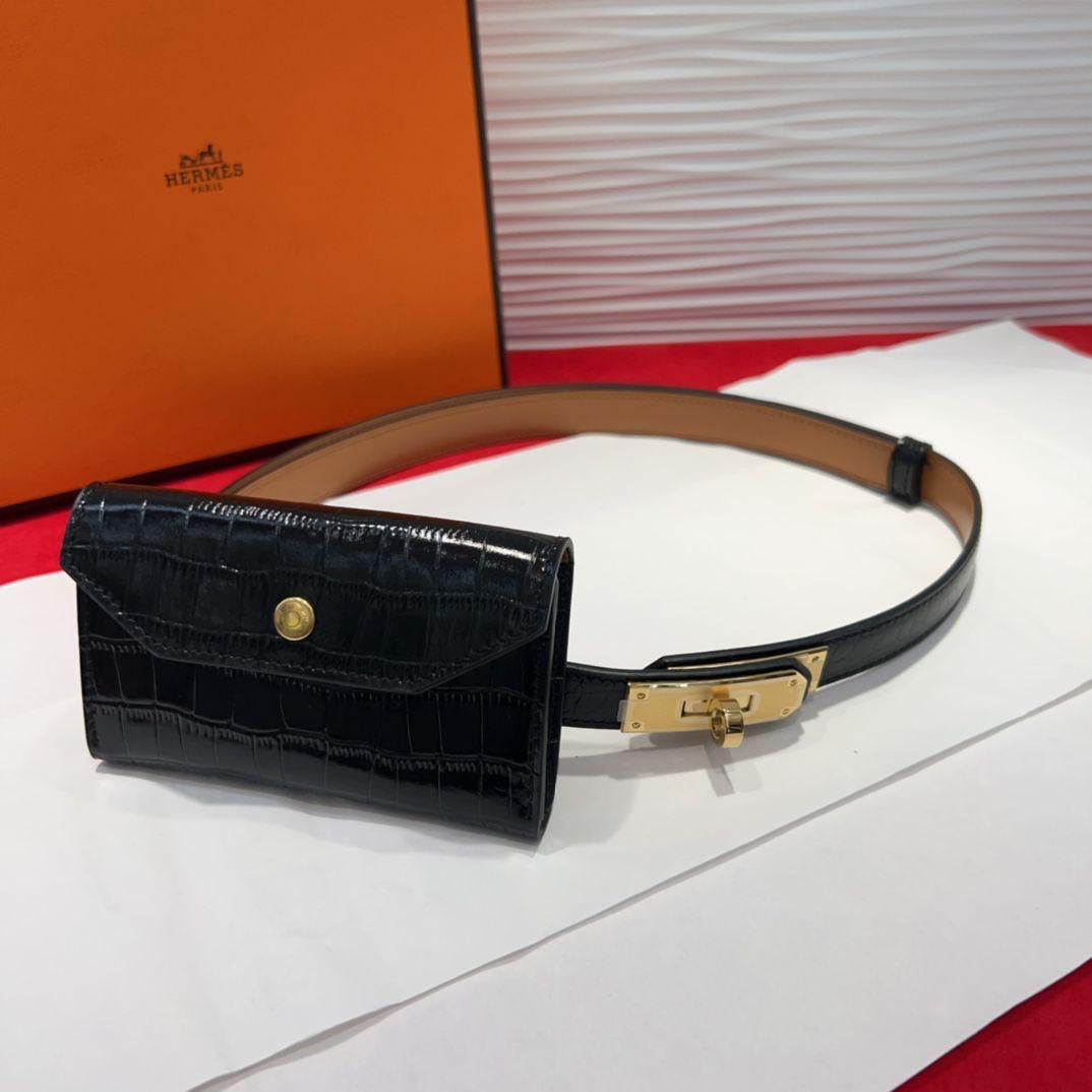 Hermes belt with wallet - crocodile