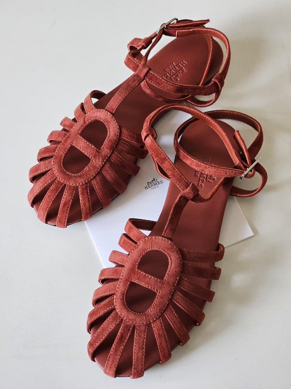 Hermes slippers - hermes sandals. Suede
