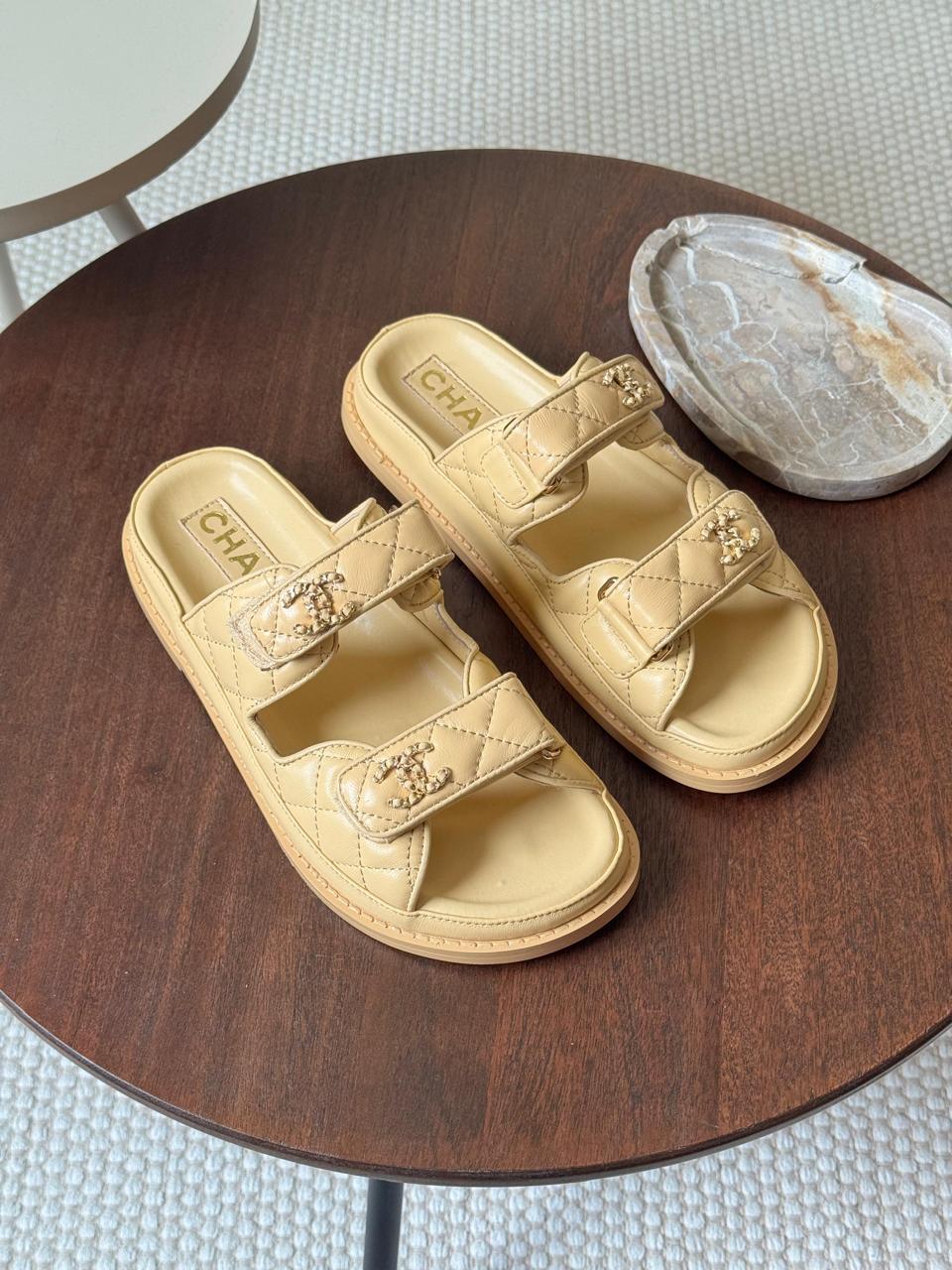 Chanel slippers & chanel sandals. - beige