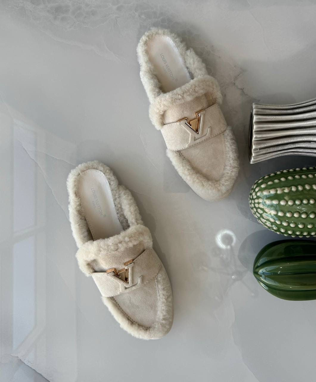 Lv mules with fur