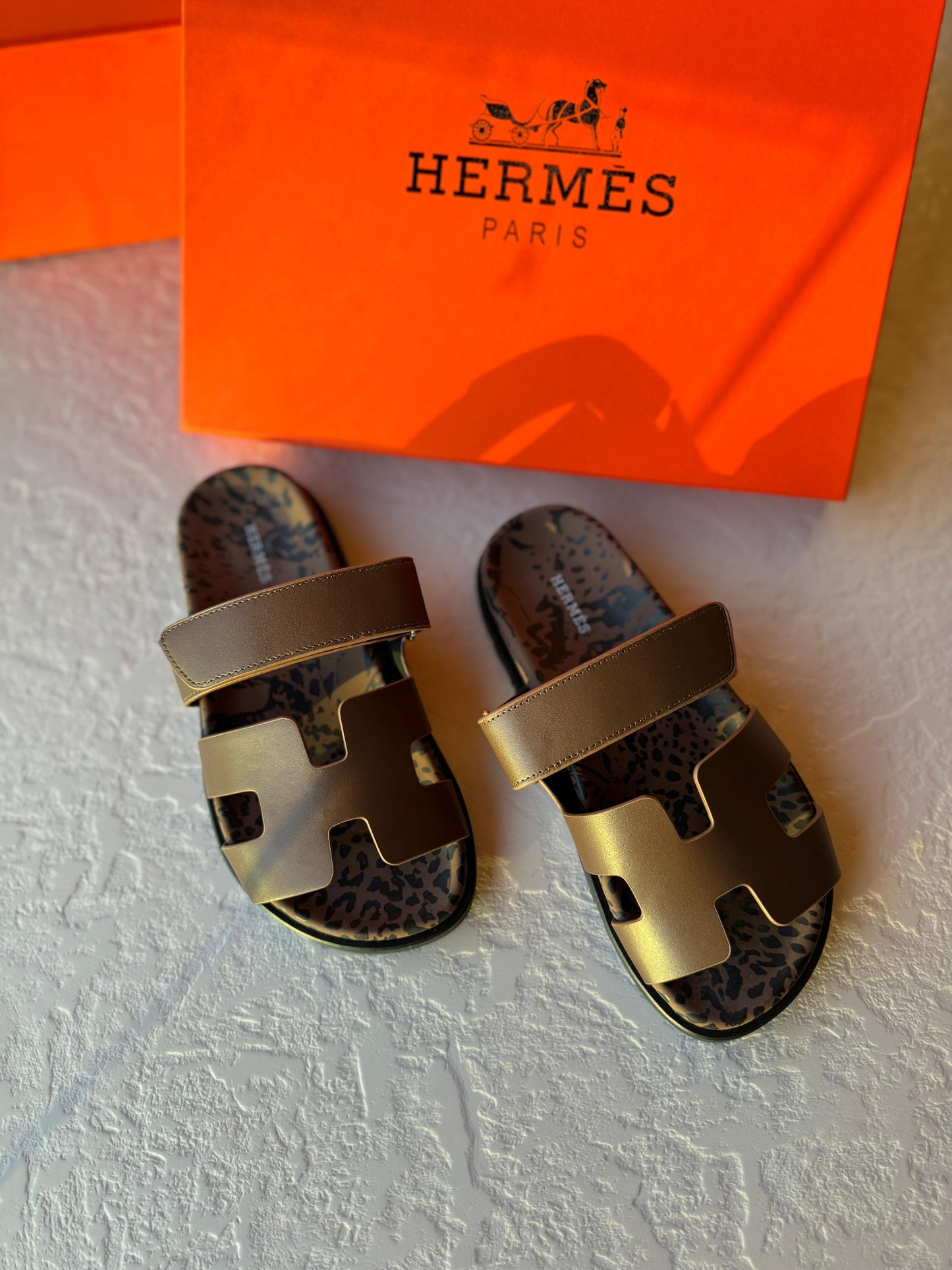 Hermes slippers chypre leopard