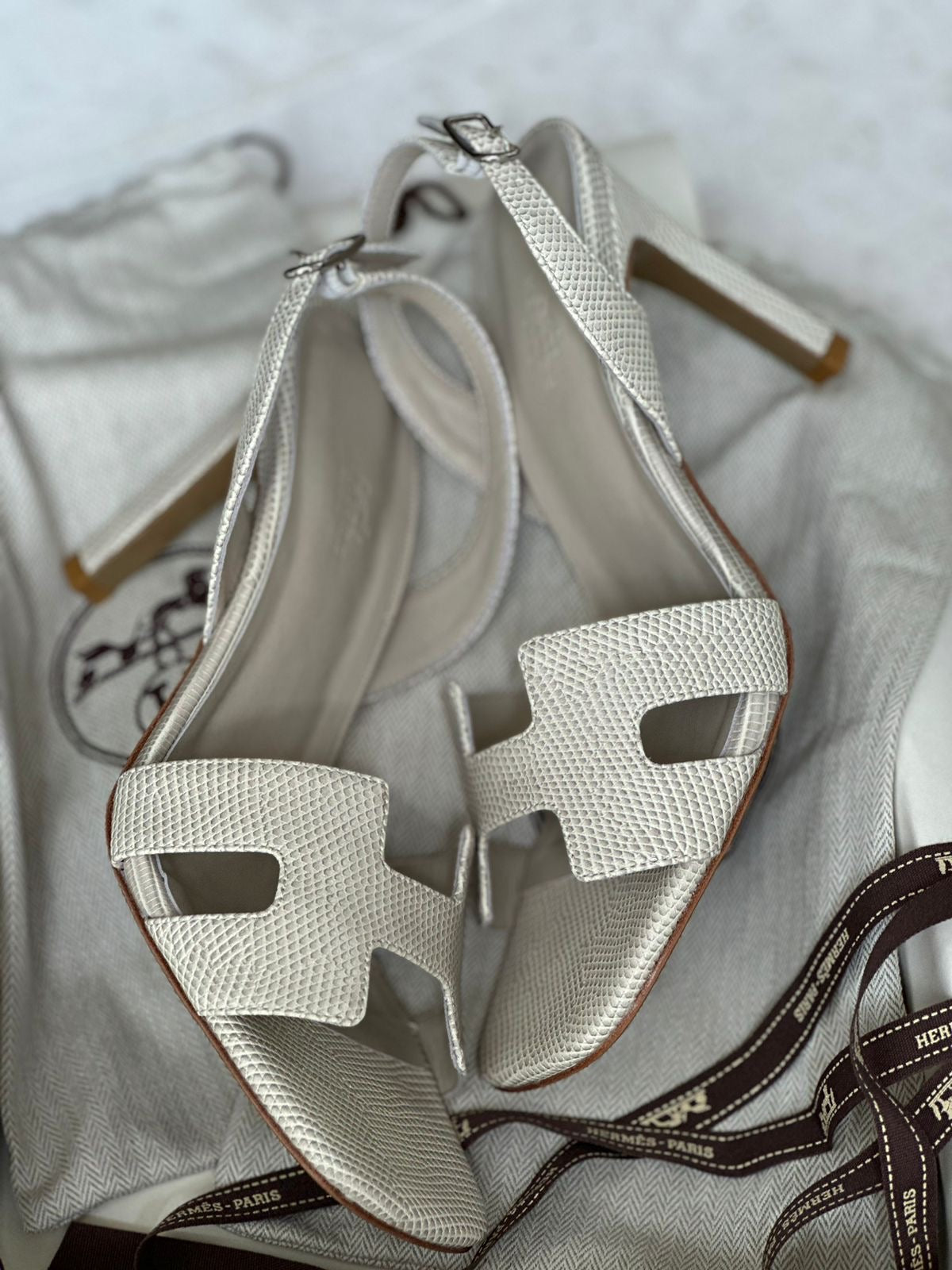 Hermes sandals heels white