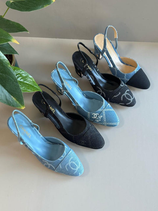 Chanel heels denim
