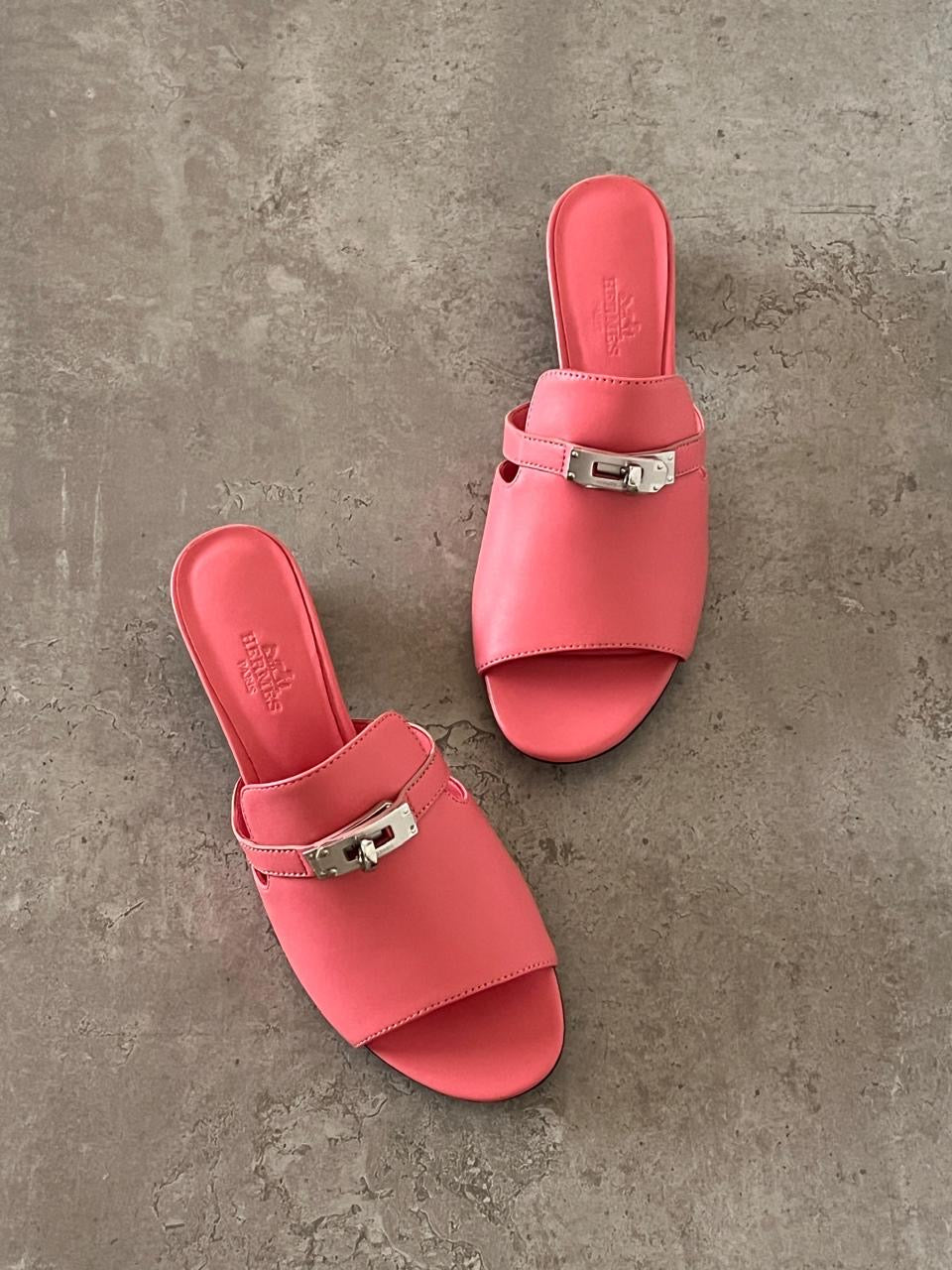 Hermes sandals heels - pink
