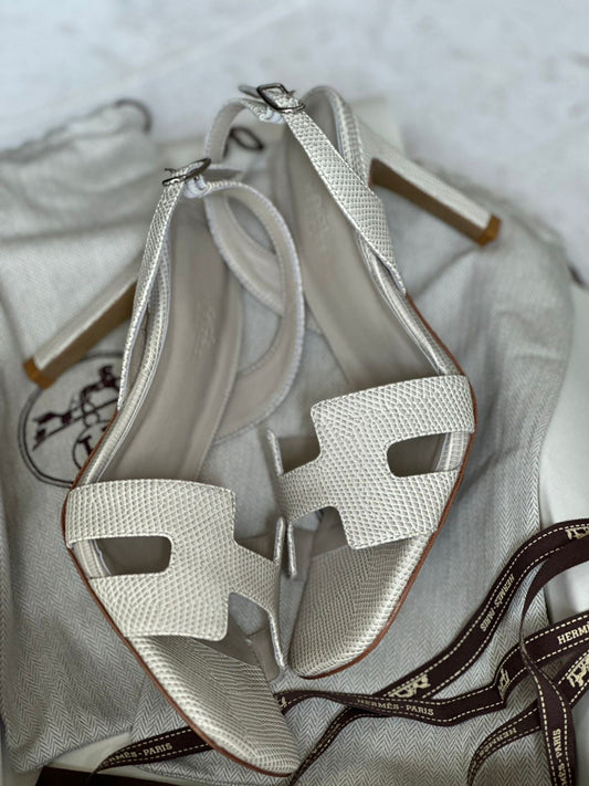 Hermes sandals heels white