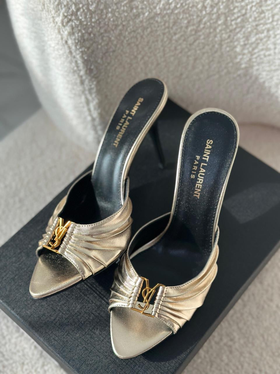 Ysl sandals heels - gold
