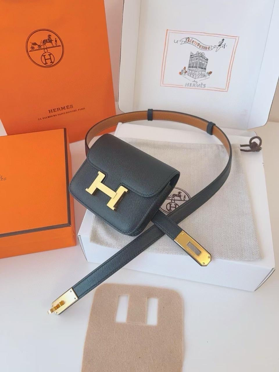 Hermes belt with mini bag