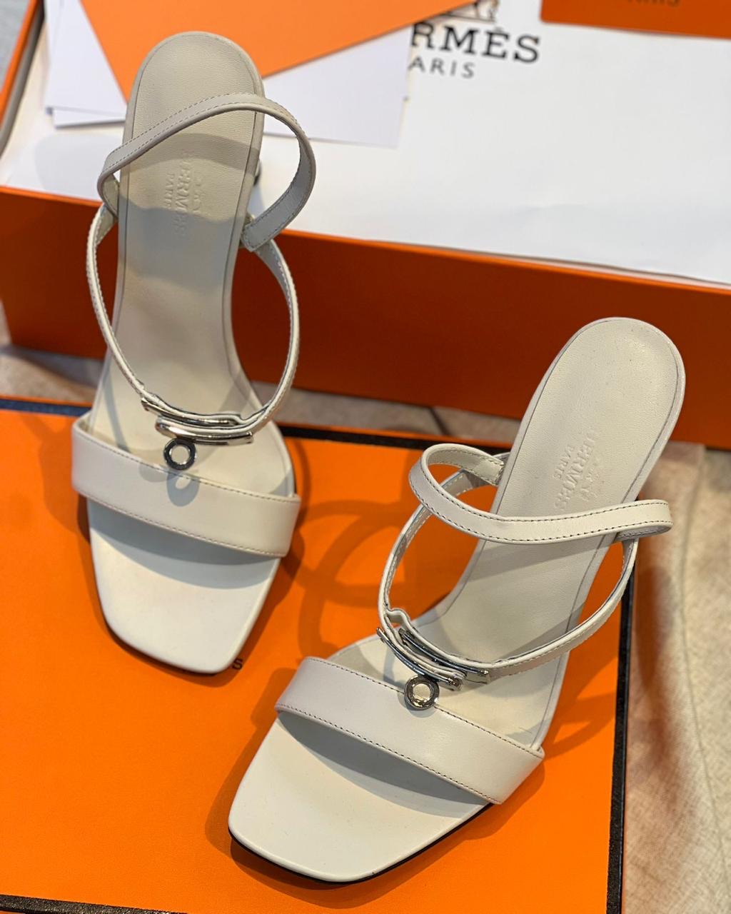 Hermes sandals heels - white