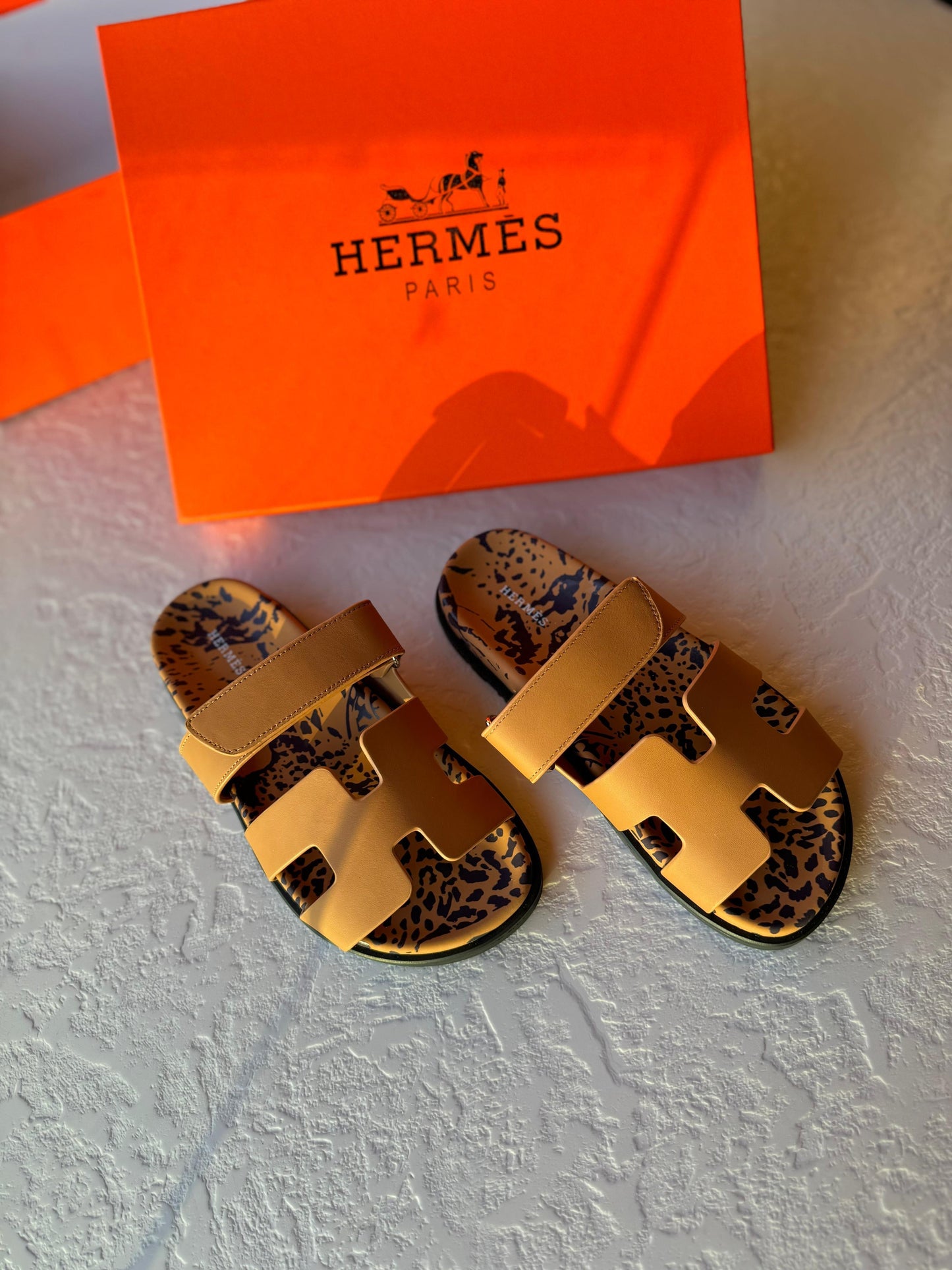 Hermes slippers chypre leopard