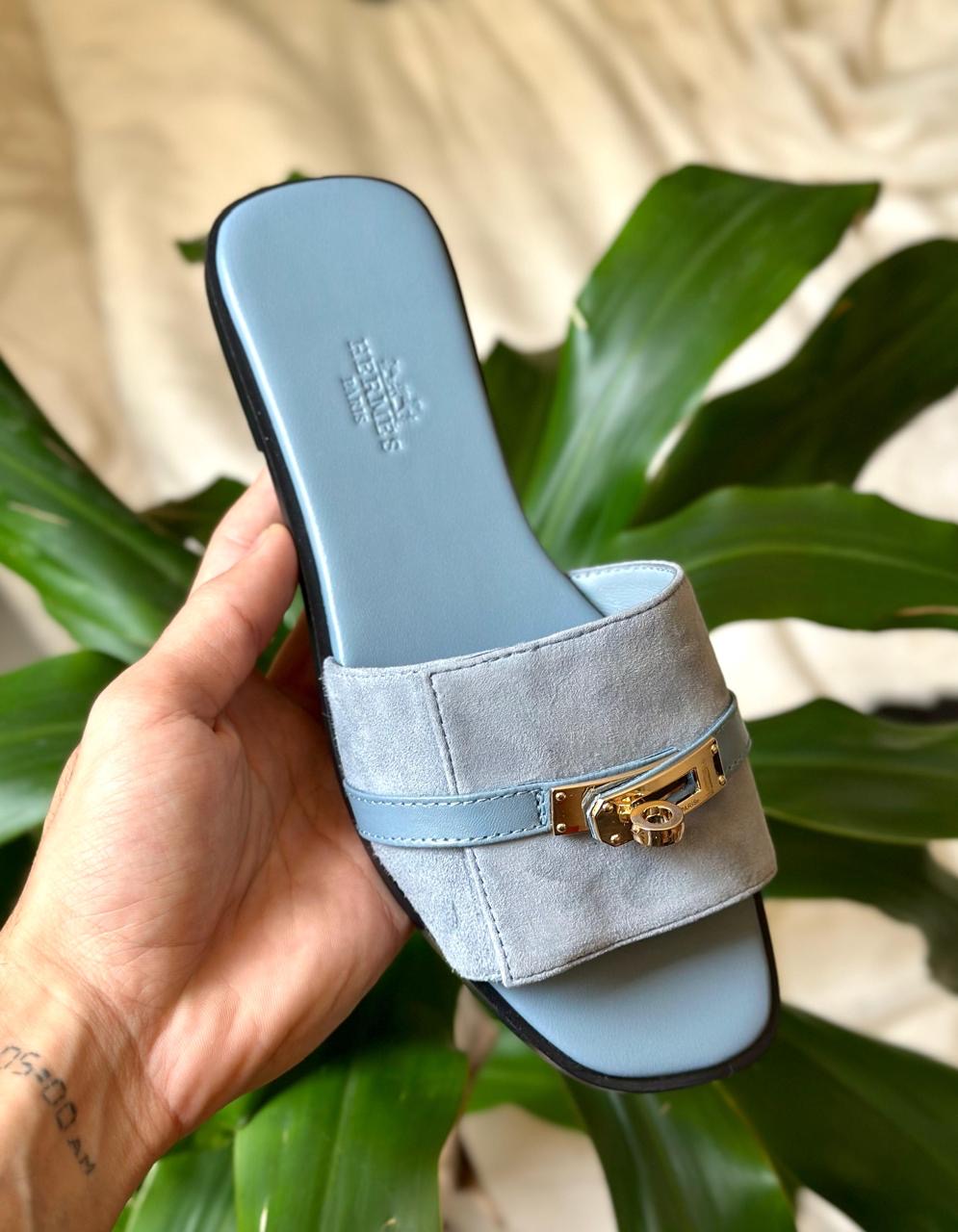 Hermes slippers - blue