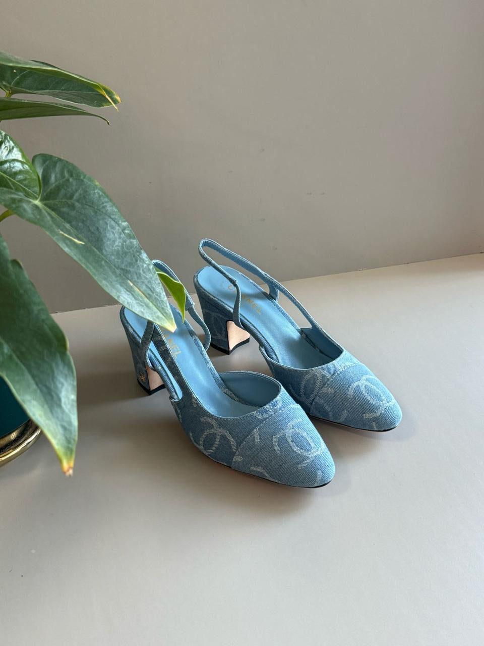 Chanel heels denim