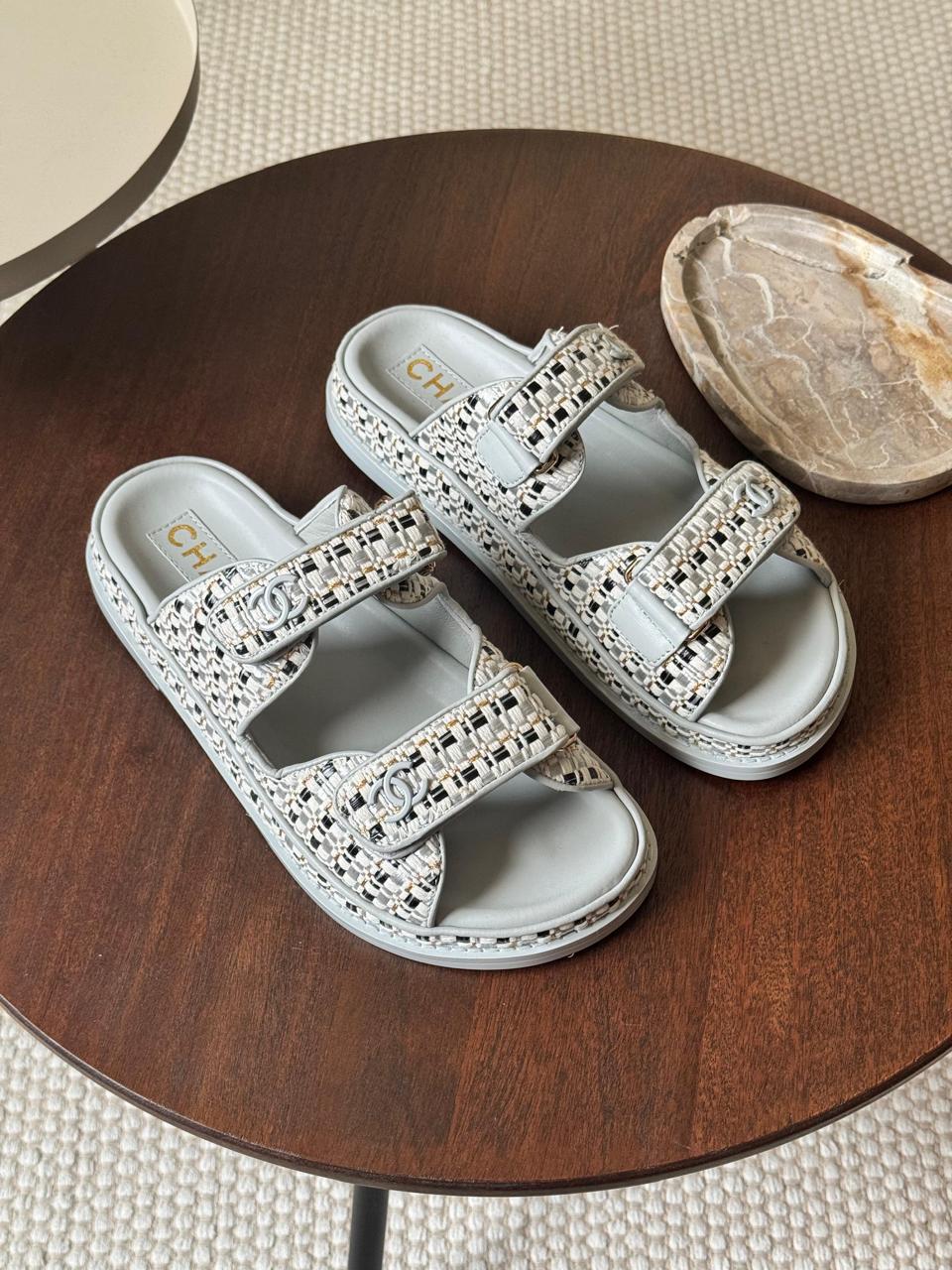 Chanel slippers & chanel sandals. - grey
