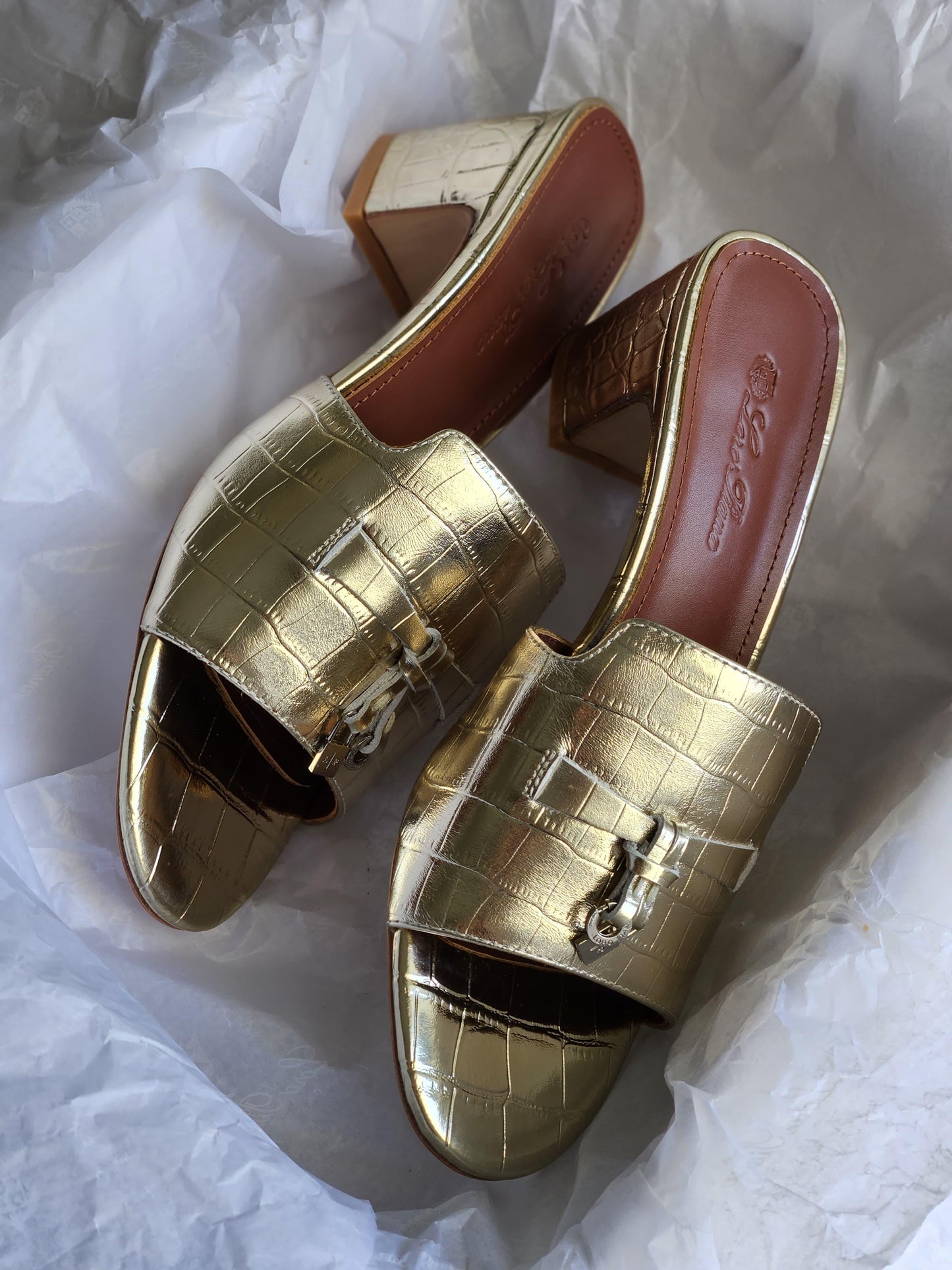 Loro piana sandals heels  - gold