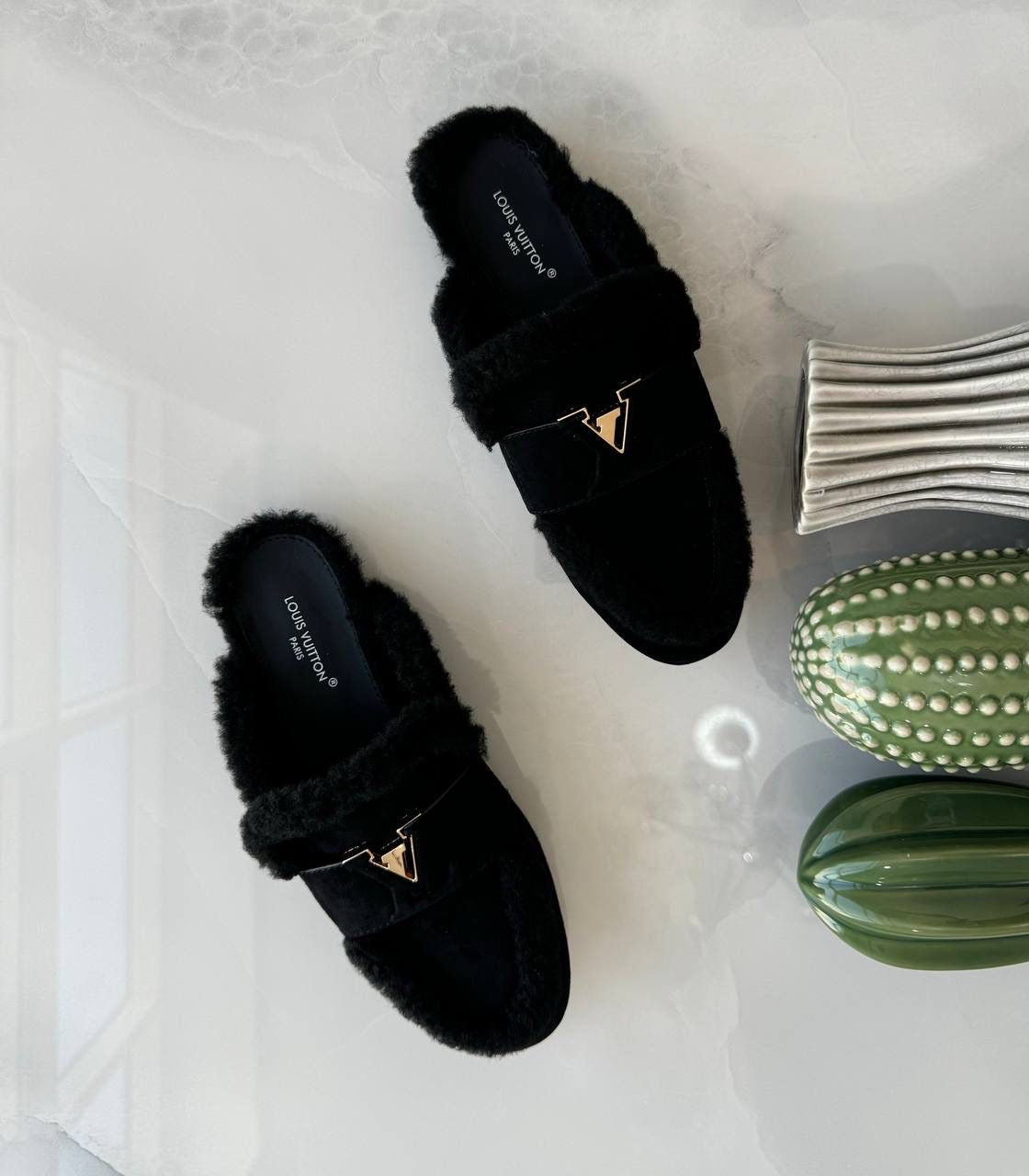 Lv mules with fur