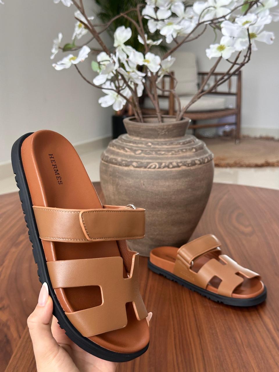 Hermes slippers chypre - soft leather