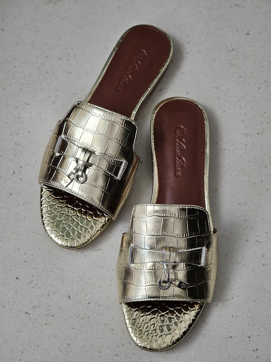 Loro piana slippers gold