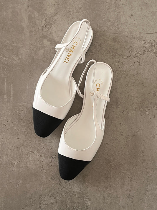 Chanel heels - low heels white