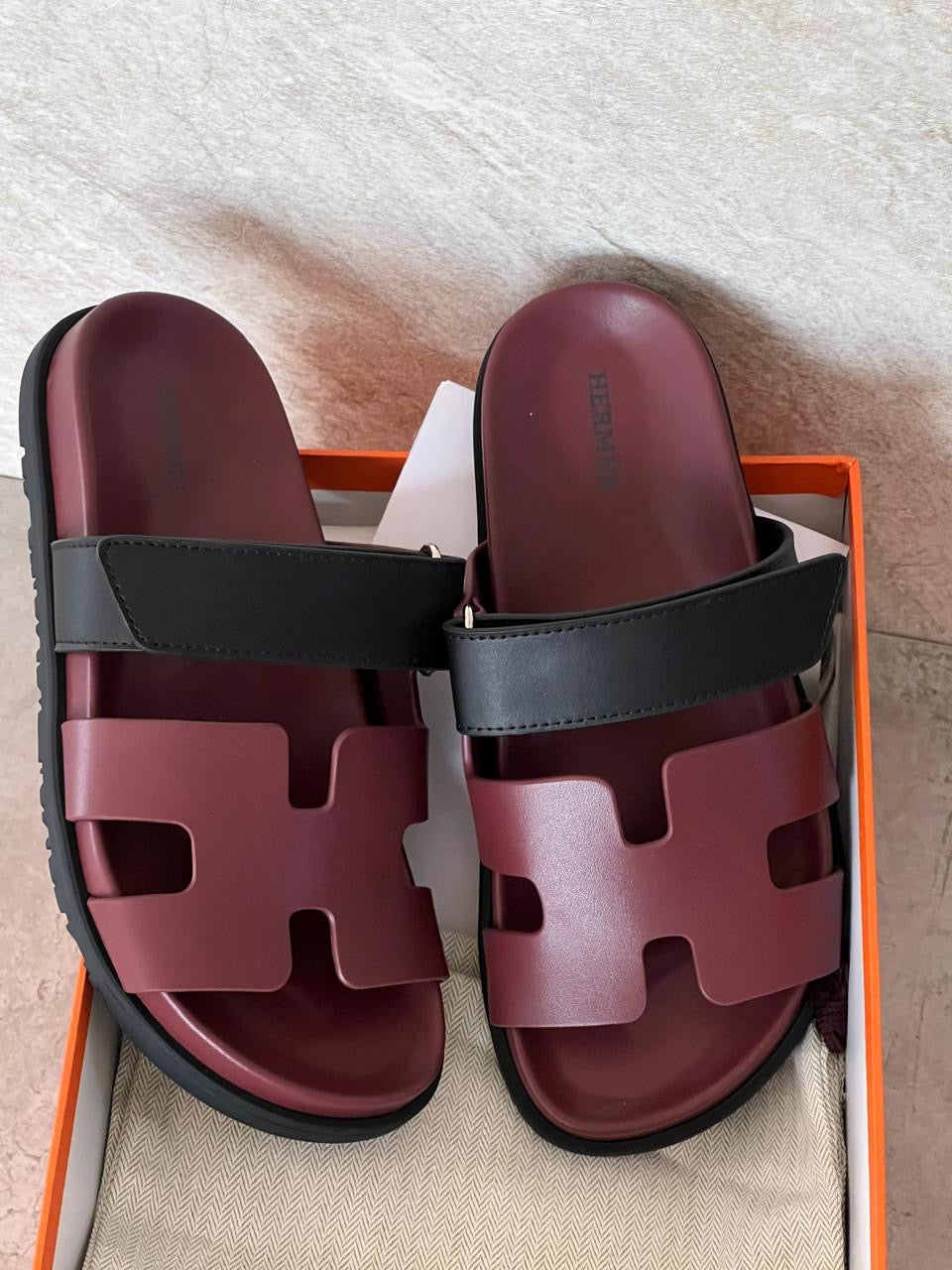 Hermes slippers chypre - maroon