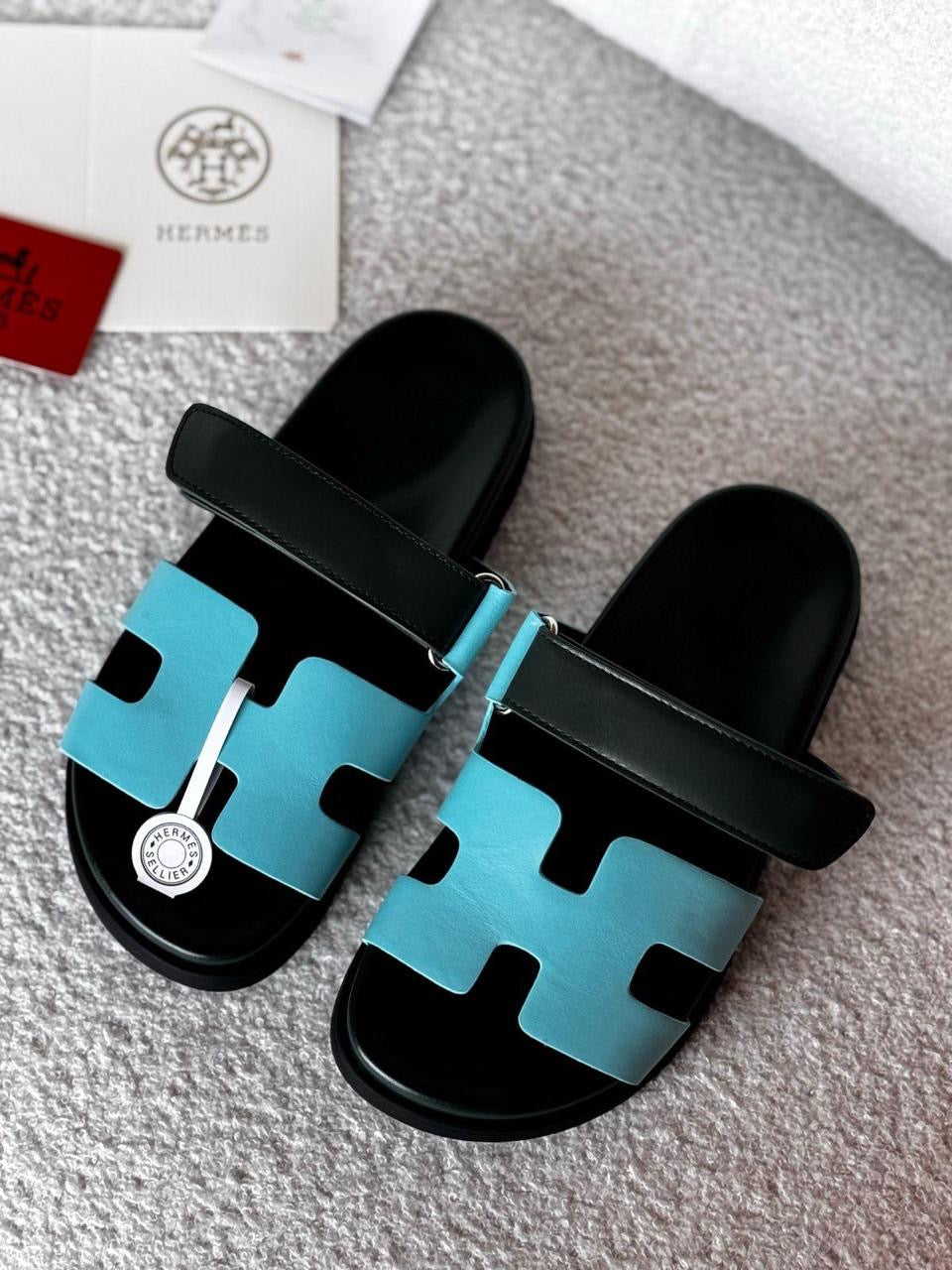 Hermes slippers chypre blue