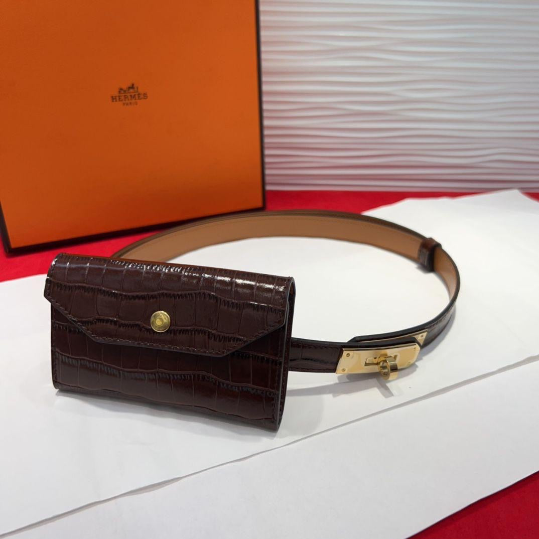 Hermes belt with wallet - crocodile