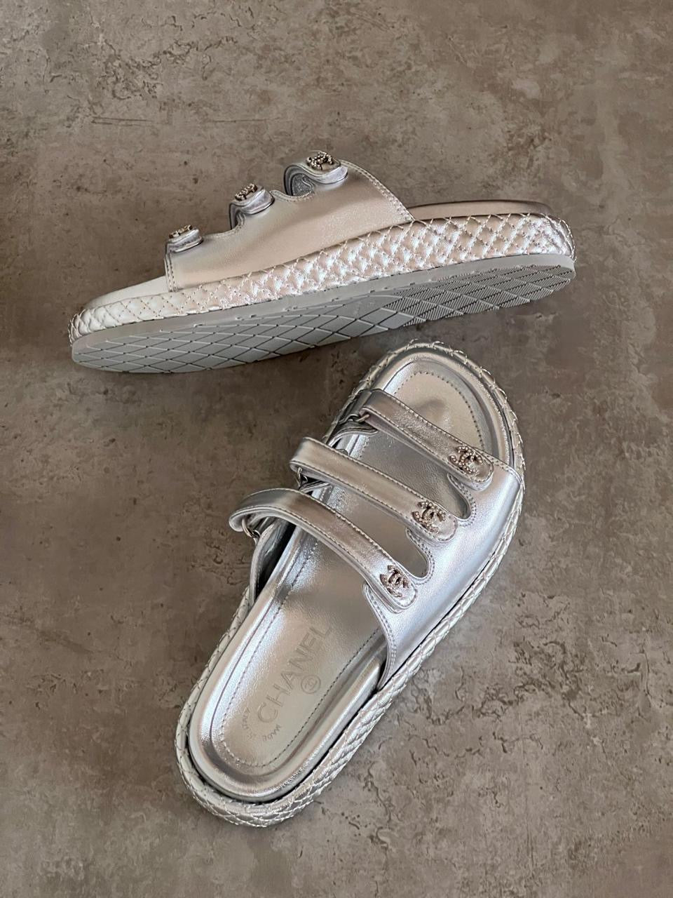 Chanel slippers - silver