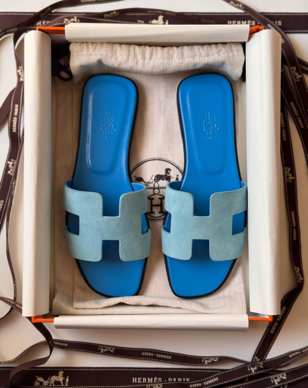 Hermes slippers suede
