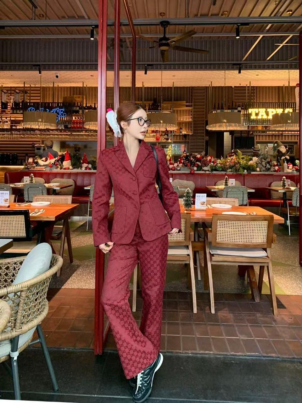 Gucci suit maroon
