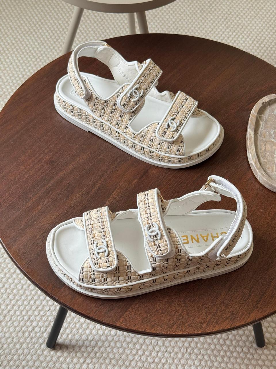 Chanel slippers & chanel sandals. -White