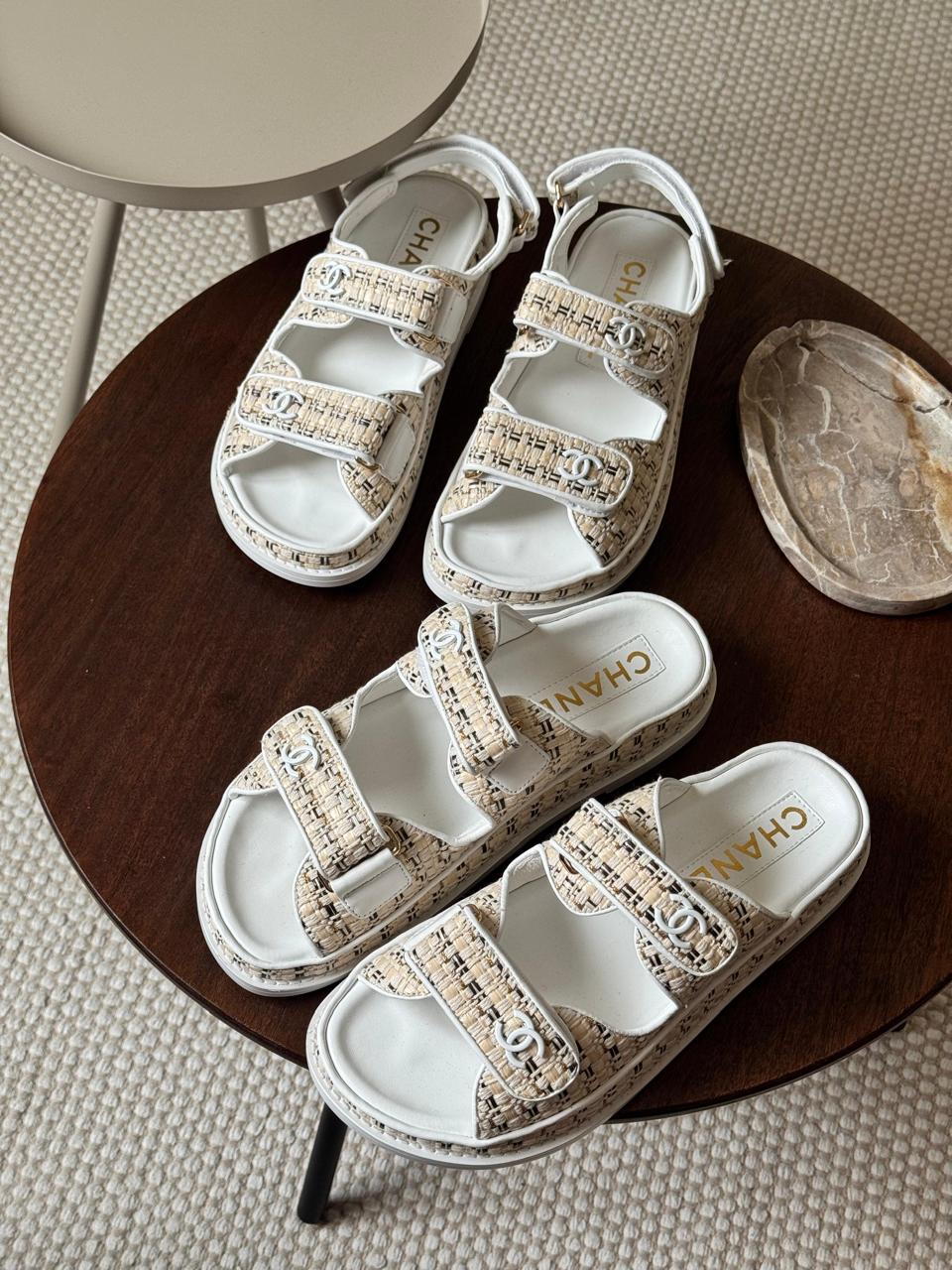 Chanel slippers & chanel sandals. -White