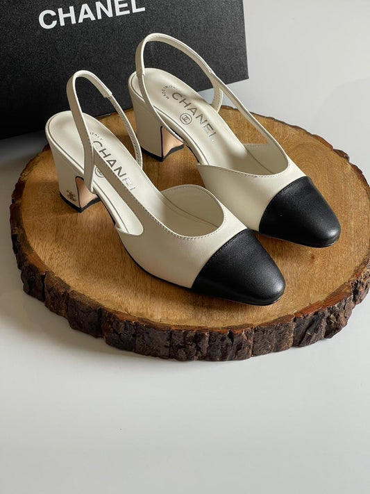 Chanel heels white
