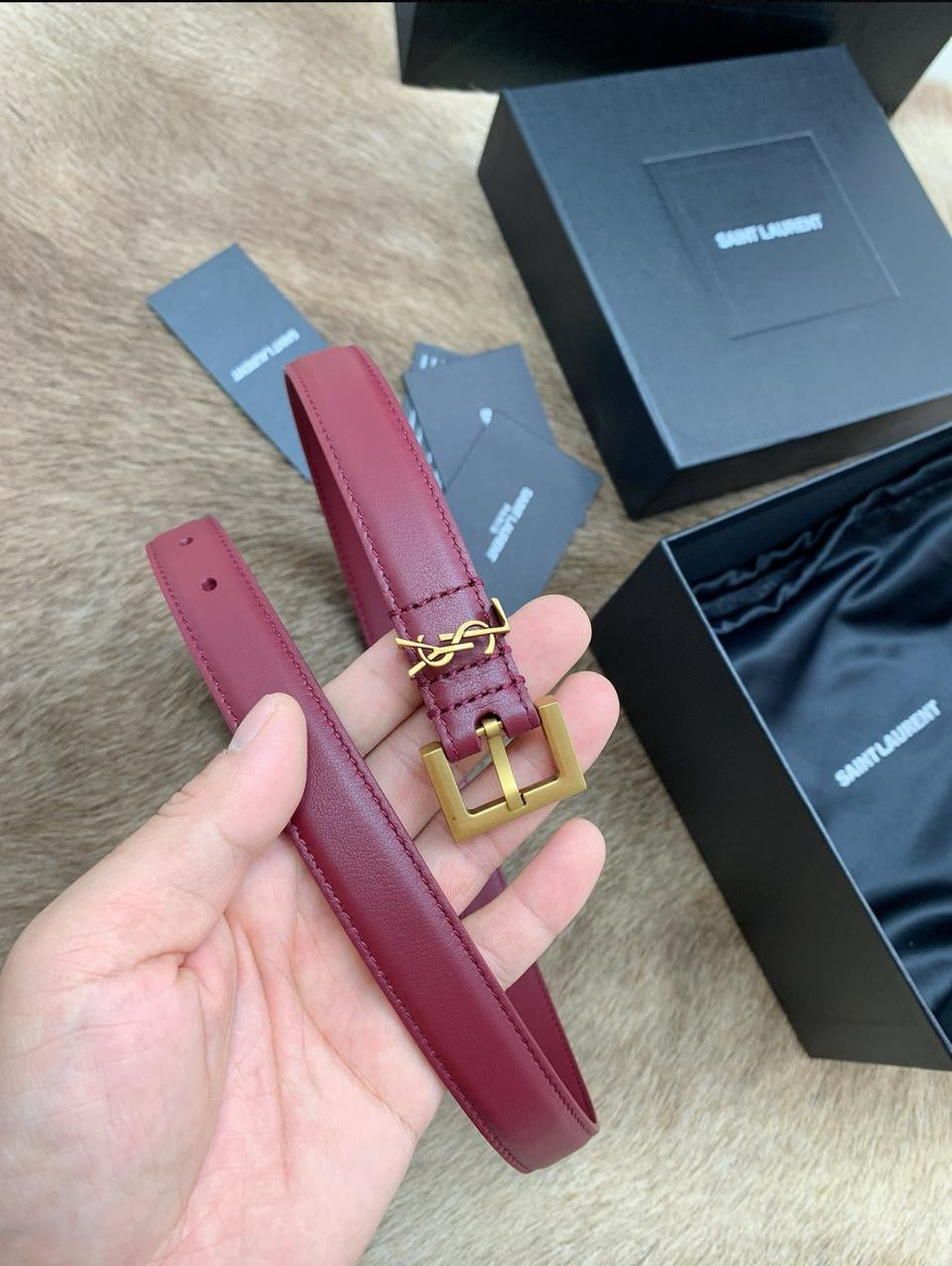Ysl belt - maroon