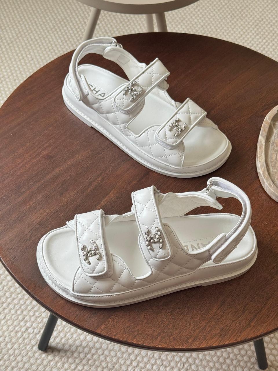Chanel slippers & chanel sandals. -white