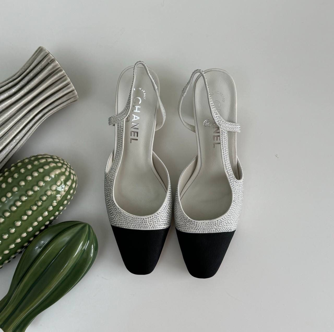 Chanel heels white