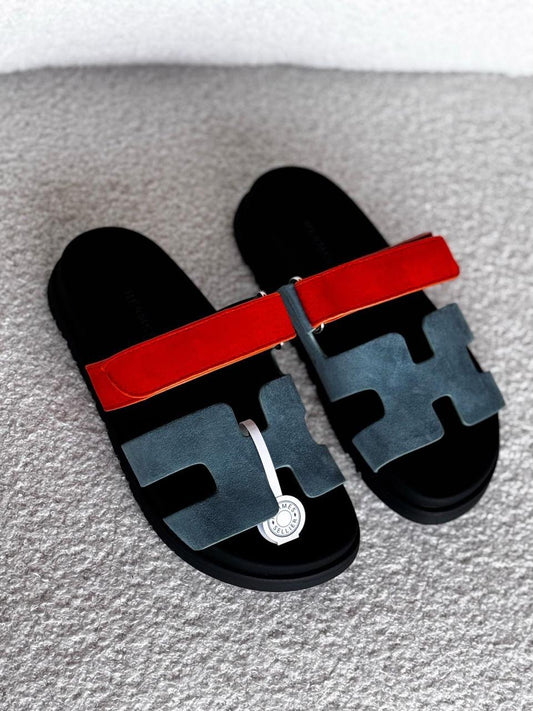 Hermes slippers chypre orange blue