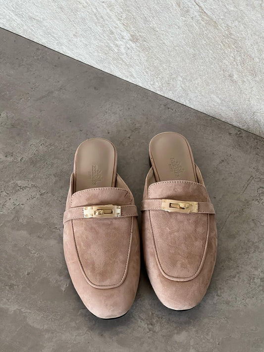Hermes mules - beige suede