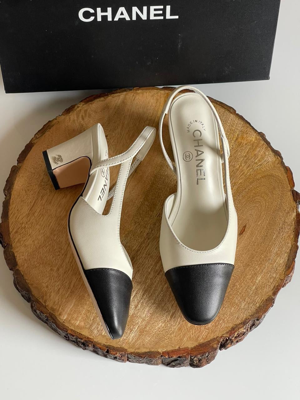 Chanel heels white