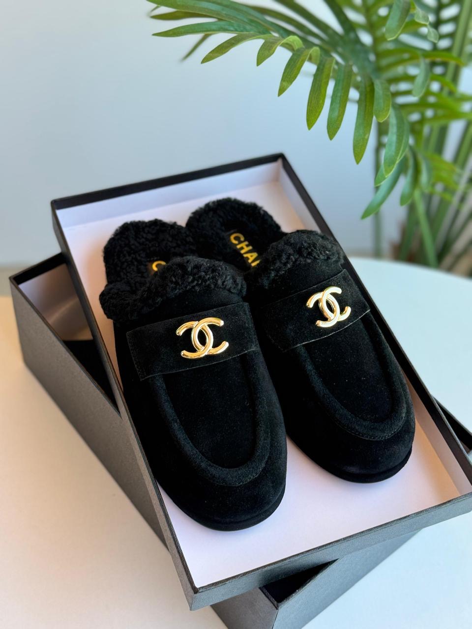 Chanel mules with fur