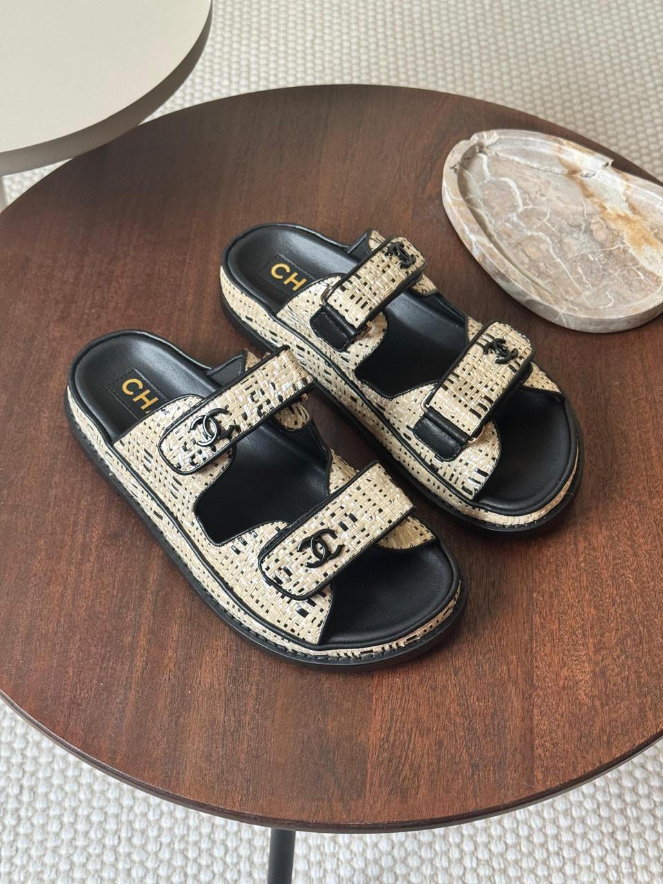 Chanel slippers & chanel sandals.