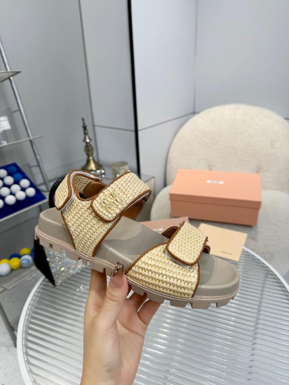 Miu miu sandals.