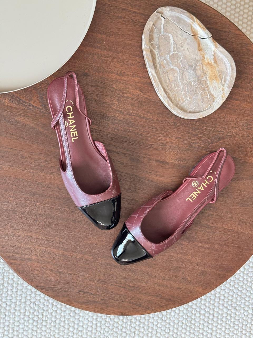 Chanel heels maroon - low - medium heels